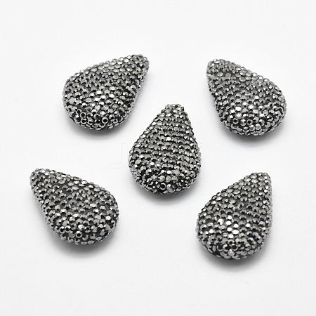 Handmade Polymer Clay Rhinestone Beads RB-L030-34A-1