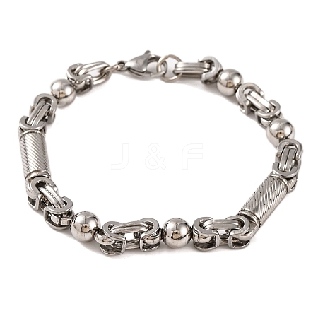 Tarnish Resistant 304 Stainless Steel Round Ball Byzantine Chain Bracelets BJEW-B078-78P-1