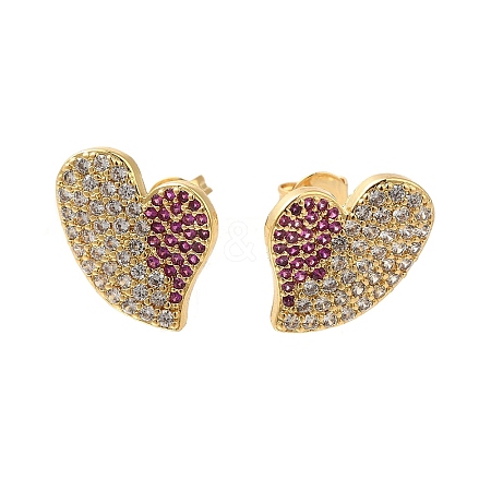 Brass Pave Cubic Zirconia Stud Earrings EJEW-M088-06G-02-1