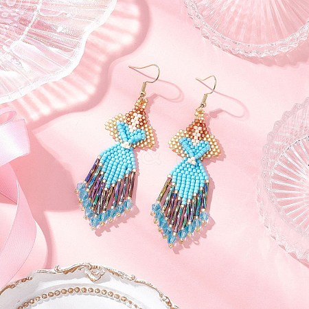 Angel Handmade Glass Seed Beads Dangle Earrings EJEW-MZ00538-01-1