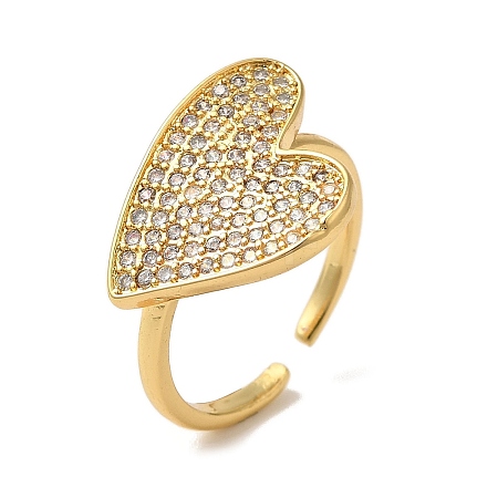 Brass Micro Pave Cubic Zirconia Open Cuff Rings for Women RJEW-G325-01D-G-1