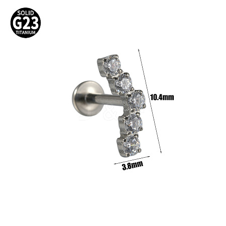 G23 Titanium with Clear Cubic Zirconia Threadless Labrets WG006A0-09-1