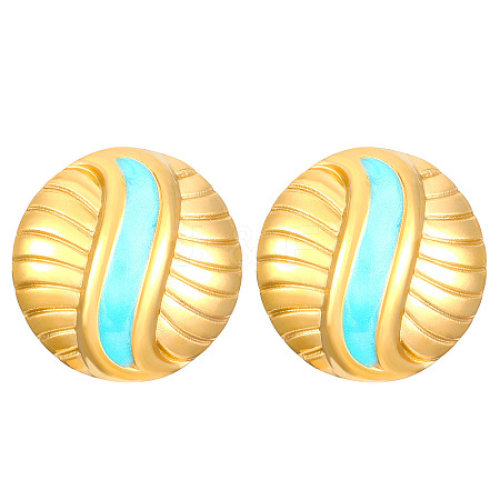 Synthetic Turquoise Stud Earrings FS-WGB9654-01-1