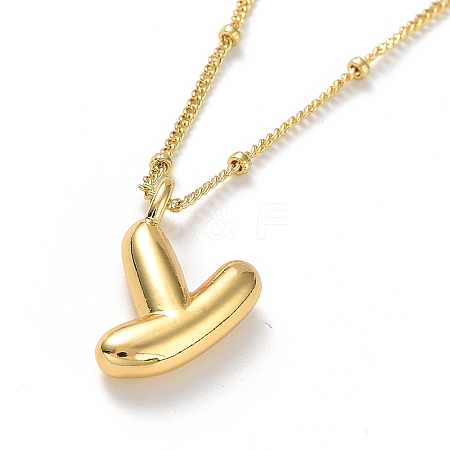 Initial Letter Brass Pendant Necklaces NJEW-A015-21G-Y-1