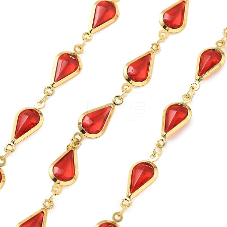 Brass Glass Teardrop Link Chains CHC-R001-04G-03-1