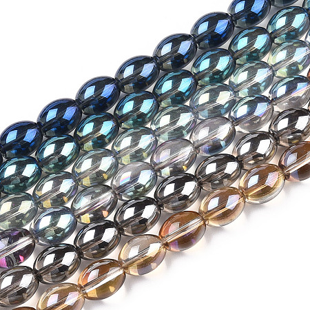 Transparent Electroplate Glass Beads Strands GLAA-T029-14-1