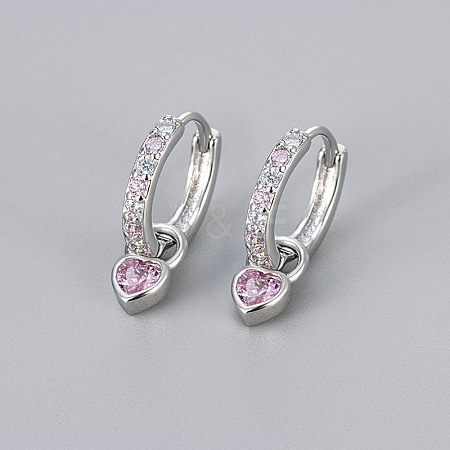 Brass Micro Pave Cubic Zirconia Hoop Dangle Earrings WG33AFF-03-1