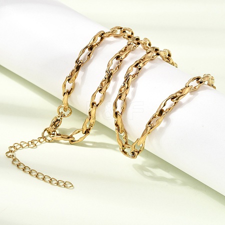 5MM 304 Stainless Steel Twisted Oval Link Chain Necklaces for Man and Women SA-CBAB767-18B-G-1
