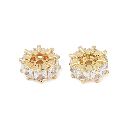 Brass Micro Pave Cubic Zirconia Beads KK-H202-10G-1