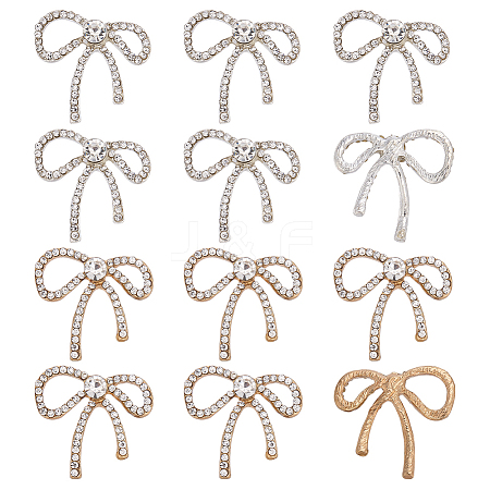 12Pcs 2 Colors Alloy Rhinestone Cabochons FIND-FG0004-58-1
