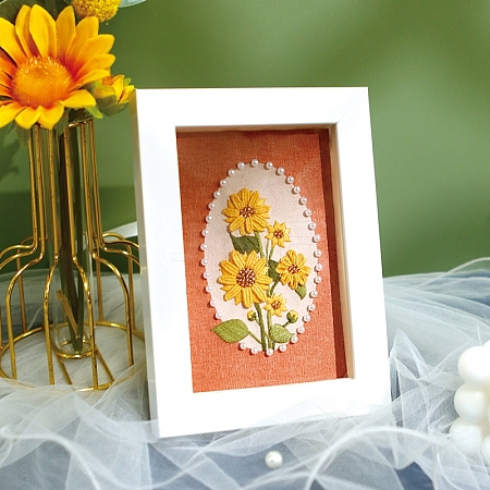 DIY Flower Pattern Photo Frame Embroidery Kits for Beginner PW-WG0A42E-05-1