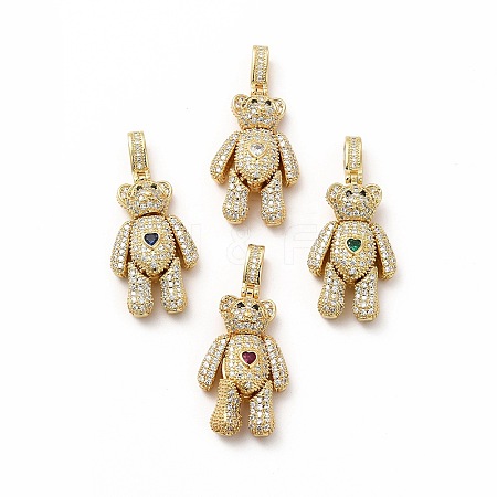 Rack Plating Brass Micro Pave Cubic Zirconia Pendants KK-G456-24G-1