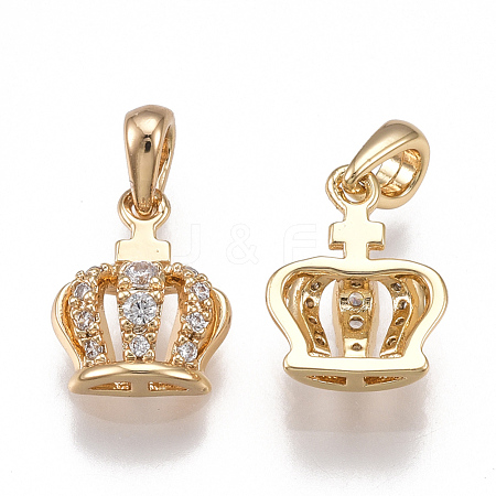 Brass Cubic Zirconia Charms X-KK-T038-203G-1