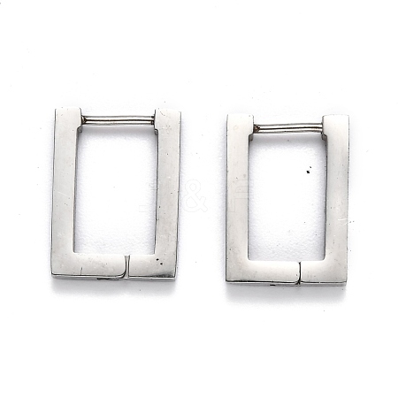 304 Stainless Steel Rectangle Huggie Hoop Earrings STAS-H156-10B-P-1