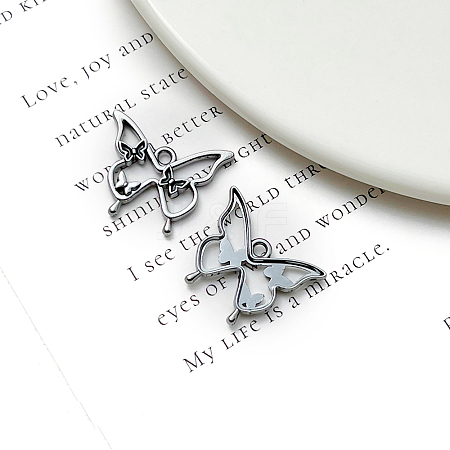 Butterfly Platinum Alloy & Resin Pendants PW-WG34E84-12-1