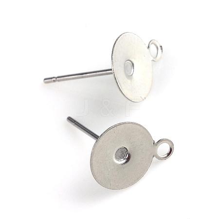 Non-Tarnish 304 Stainless Steel Stud Earring Settings STAS-T003-8mm-1