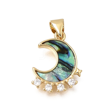 Brass Micro Pave Clear Cubic Zirconia Pendants CU-CBAF50C-03A-G-1