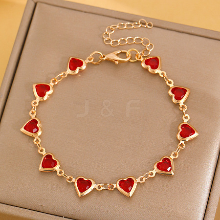 Brass Heart Link Bracelets WH-WGA7DD3-01-1