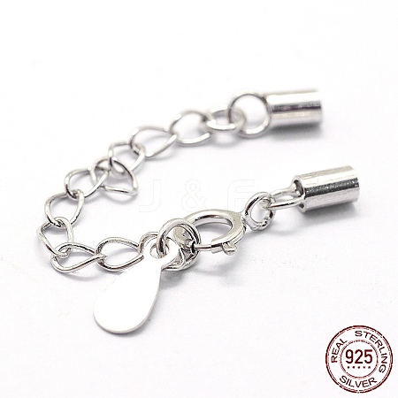 Anti-Tarnish Rhodium Plated 925 Sterling Silver Cord Ends STER-I016-129D-1