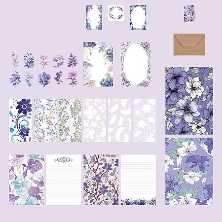 Flower Scrapbook Paper Pads & Stickers & Envelope Set PW-WG11847-04-1