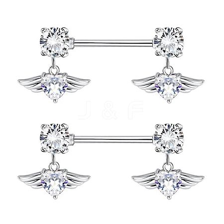 304 Stainless Steel Rhinestone Nipple Rings WG0E32C-02-1