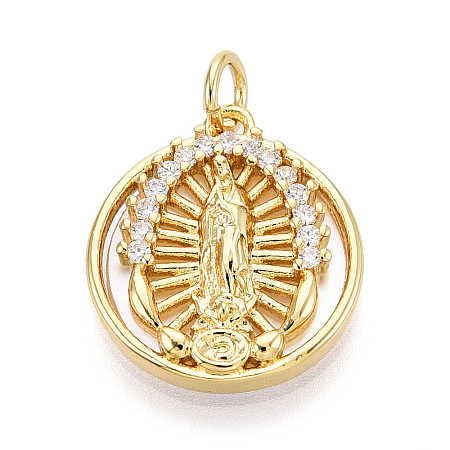 Brass Micro Pave Clear Cubic Zirconia Pendants KK-N268-73G-1