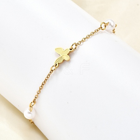304 Stainless Steel Butterfly Link Bracelets BJEW-C098-01C-G-1