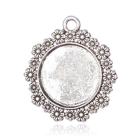 Tibetan Style Alloy Pendant Cabochon Settings PALLOY-G117-03AS-1