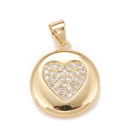 Brass Micro Pave Cubic Zirconia Locket Pendants KK-A161-38A-G-1