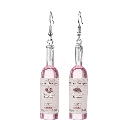 Wine Bottle Resin Dangle Earrings EJEW-JE05878-02-1