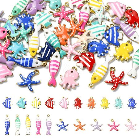 40Pcs 4 Styles 304 Stainless Steel Enamel Charms STAS-CJ0003-27-1