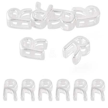 6Pcs 925 Sterling Silver Hollow Initial Beads STER-TA0001-53R-1