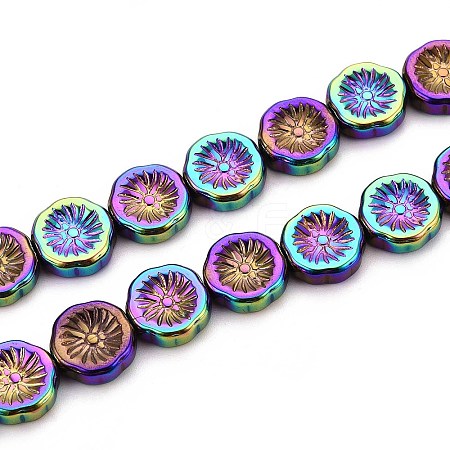 Half Electroplate Baking Paint Glass Beads Strands EGLA-K061-11A-AB08-1