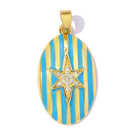Brass Micro Pave Clear Cubic Zirconia Pendants CU-OY001-89G-1