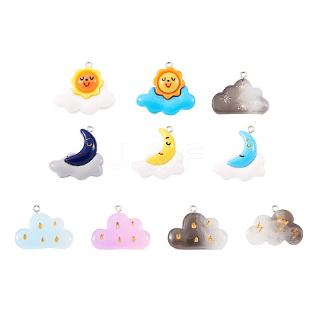 40Pcs 10 Style Opaque Resin Pendants RESI-KS0001-12-1