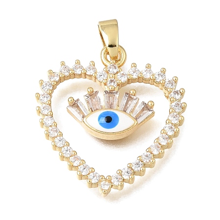 Brass Micro Pave Clear Cubic Zirconia Pendants KK-C263-22A-G-1