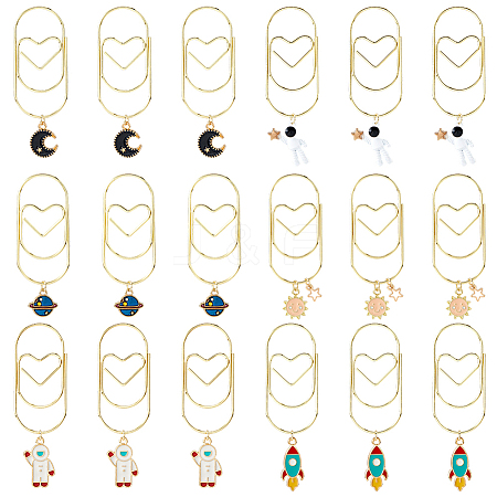 18Pcs 6 Style Iron Bookmark AJEW-FH00052-1