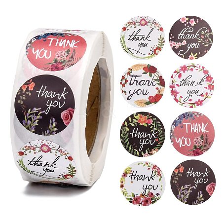 1 Inch Thank You Theme Self-Adhesive Paper Stickers X-DIY-K027-B04-1