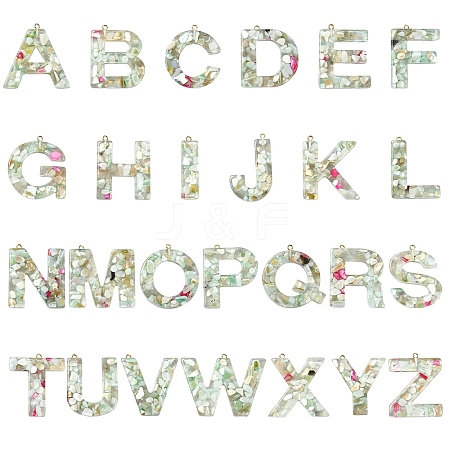 26Pcs 26 Styles Transparent Epoxy Resin Pendants CRES-YW0002-28N-1