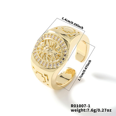 Stylish European American Retro Brass Virgin Mary Open Cuff Ring for Women IC7082-1