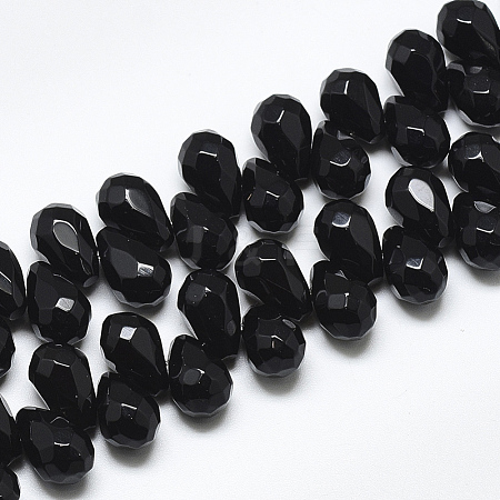 Natural Dyed & Heated Black Onyx Beads Strands G-S357-C02-11-1