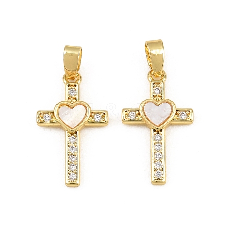 Brass Micro Pave Clear Cubic Zirconia Pendants CU-CBAA571-17G-1