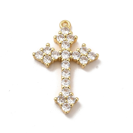 Rack Plating Brass Micro Pave Cubic Zirconia Pendants KK-P230-20G-1