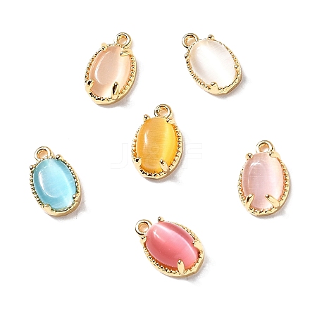 Oval Brass Charms KK-D024-01G-1