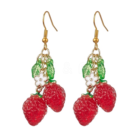 Red Glass Dangle Earrings EJEW-JE05729-02-1