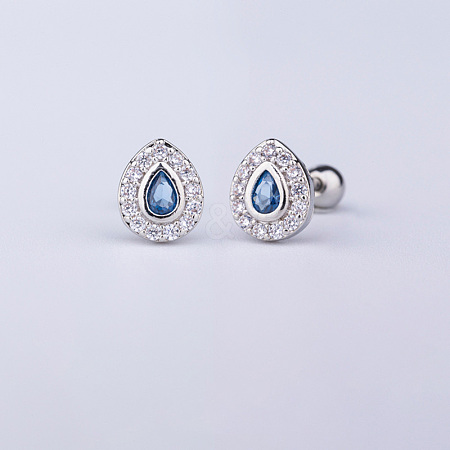Brass Pave Marine Blue Cubic Zirconia Cartilage Earrings FS-WGEDAE7-01-1