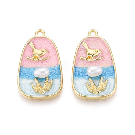 Rack Plating Alloy Enamel Pendants ENAM-N066-14KCG-1