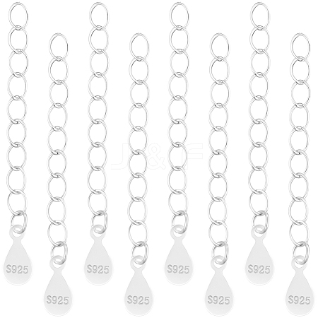10Pcs 925 Sterling Silver Twisted Extender Chains STER-BBC0008-99-1