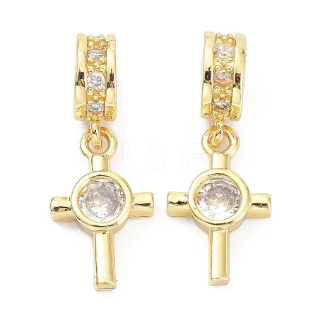 Brass Cubic Zirconia Pendants ZIRC-C001-01G-1