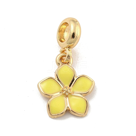 Rack Plating Alloy Enamel Flower European Dangle Charms FIND-B034-55G-04-1